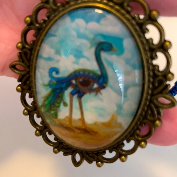 Evil Eye Peacock Pendant Necklace - Picture 4 of 6